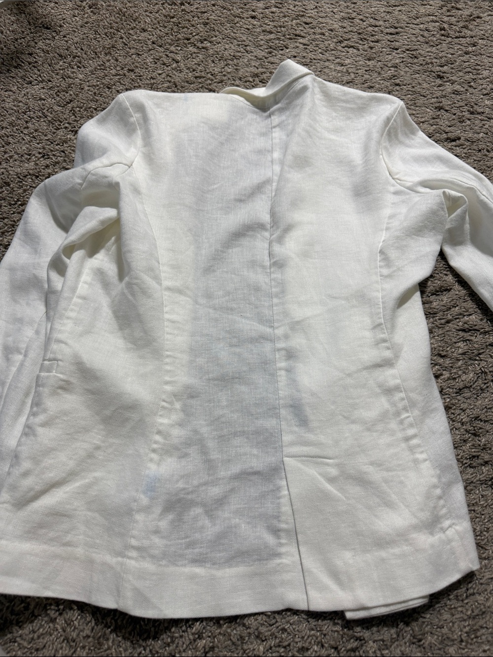J. McLaughlin White Linen Blend Double Breasted Blazer Jacket NWOT Size 12 - Picture 8 of 11